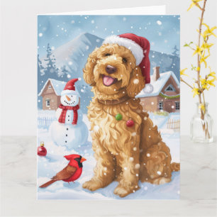 Cartão Goldendoodle Winter Wonderland Natal Joy