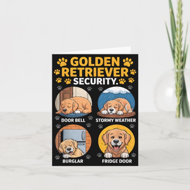 Cartão Goldens Tee Golden Retriever Security Funny  (Frente)