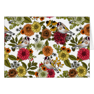 Cartão Goldfinches no jardim