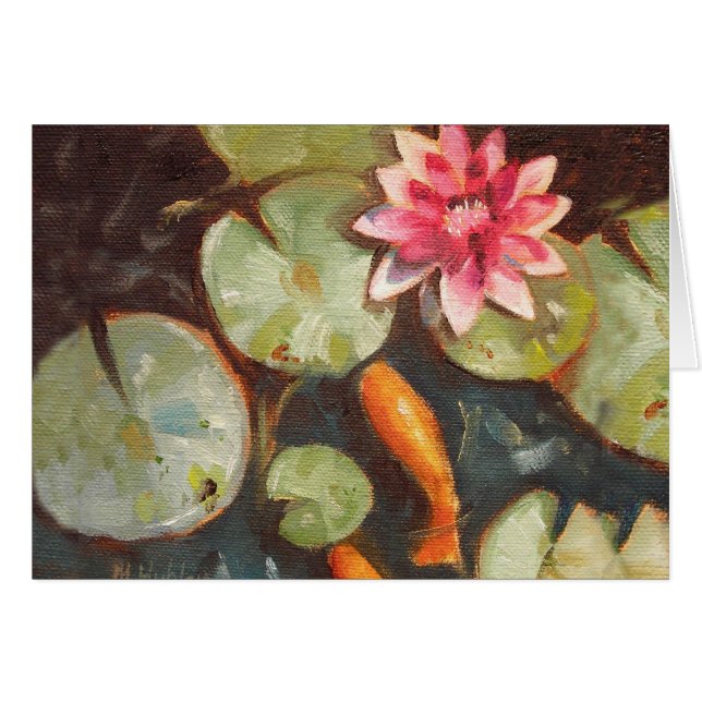 Cartão Goldfish Koi Pond Water Lily (Frente Horizontal)