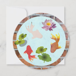 Cartão Goldfish Pond Cute Round Flat Greeting Card