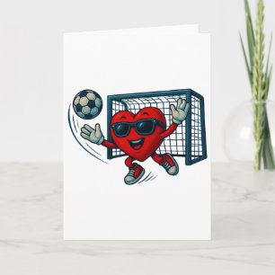 Cartão Goleiro de futebol do dia dos namorados coração en