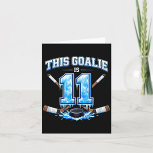 Cartão Goleiro de hóquei no gelo de aniversário de 11 ano
