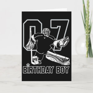 Cartão Goleiro de Hóquei no Gelo Nº 7 Feliz Aniversário d