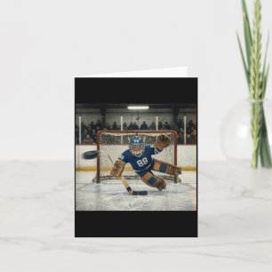 Cartão Goleiro Gato Voador Funny Ice Hockey Kitty Bloquea