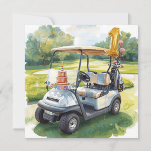 Cartão Golf 1º aniversário golfista de um ano de idade 