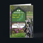 Cartão Golf 18th  Birthday Card - 'Birthday Tee'<br><div class="desc">Customisable Golf themed 18th birthday card. Send birthday greetings from the Birthday Tee, with a golf hole sign that can be personalised, for years and the name. Features sports photography of a golf hole and its flag, with the green sitting behind a bunker in the distance, whilst in the near...</div>