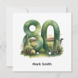 Cartão Golf 80th Birthday with golf ball for golfer