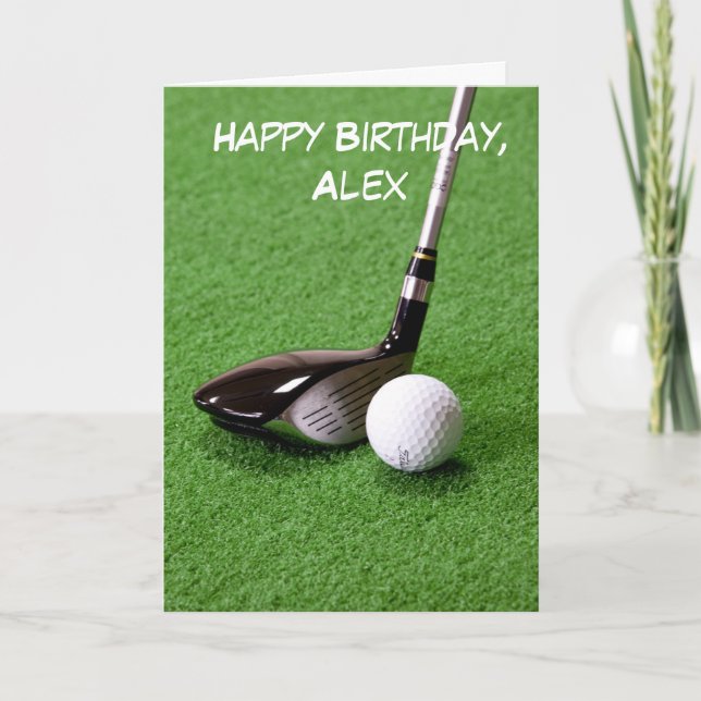 Cartão Golf Ball and Club Personalizado Aniversário (Frente)