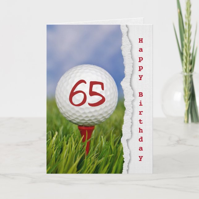 Cartão golf ball on tee for 65th birthday (Frente)