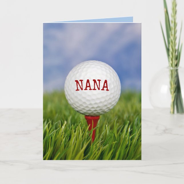 Cartão Golf Ball On Tee for Nana's Birthday Card (Frente)