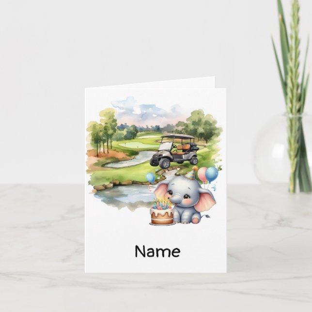 Cartão Golf Birthday com carrinho de golfe (Frente)