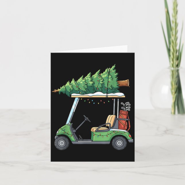 Cartão Golf Cart Christmas Tree Lights Funny For Men Wome (Frente)