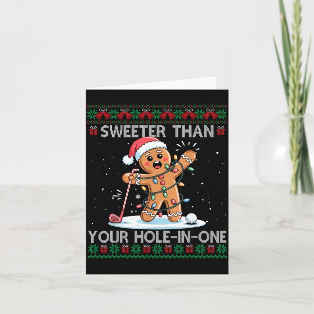 Cartão Golf Christmas Gingerbread Sweeter Than Your Hole- (Frente)