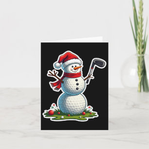Cartão Golf de Natal Snowman Santa Hat Engraçado Golfe