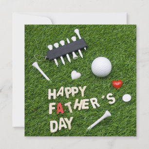 Cartão Golf Happy Dia de os pais com tênis e bola em verd