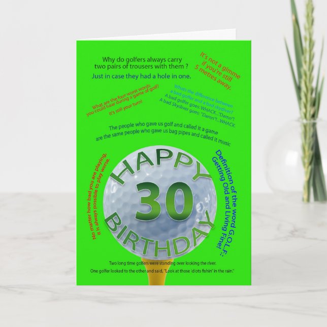 Cartão Golf Jokes birthday card for 30 year old (Frente)