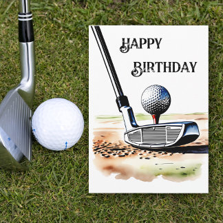 Cartão Golf Lovers Watercolor Paint Art Aniversário