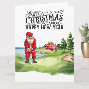 Cartão Golf Natal Papai Noel com caminhão vermelho em ver