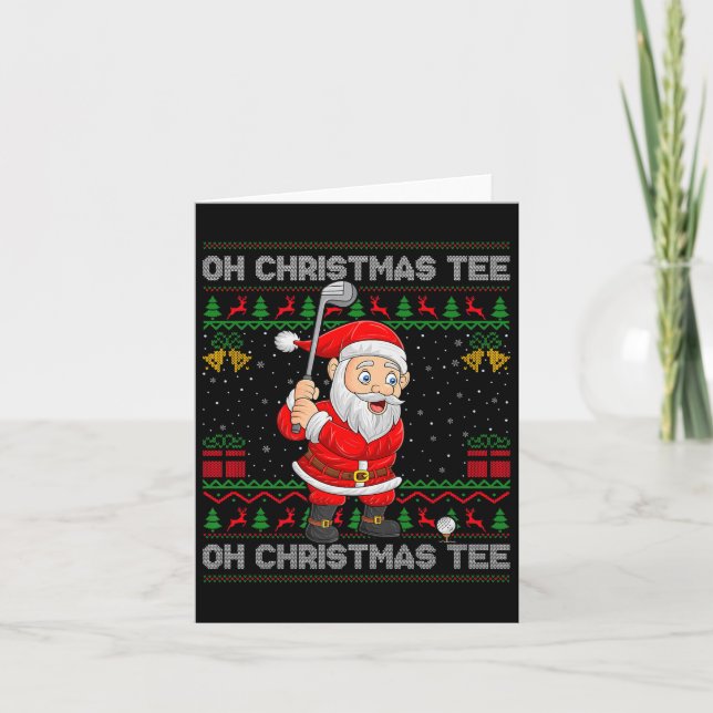 Cartão Golf Oh Christmas Tee Santa Playing Golf Golfer Ug (Frente)