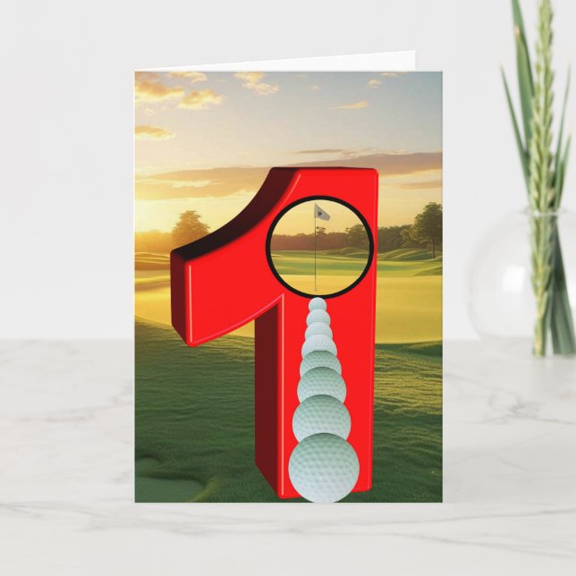 Cartão Golfe. Buraco num só tacada. (Frente)