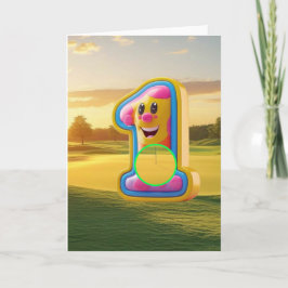 Cartão Golfe. Buraco num tacada só.