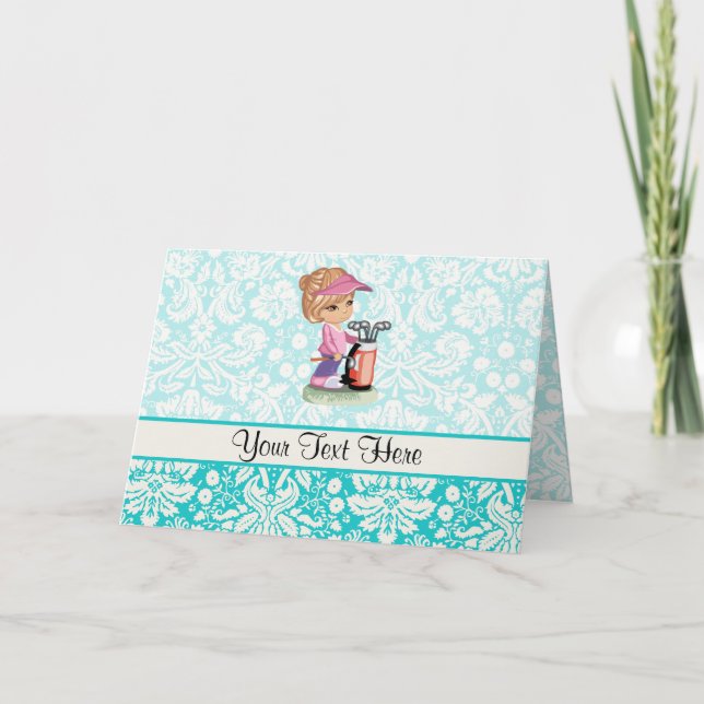 Cartão Golfe Cugado; Cor damasco (Frente)