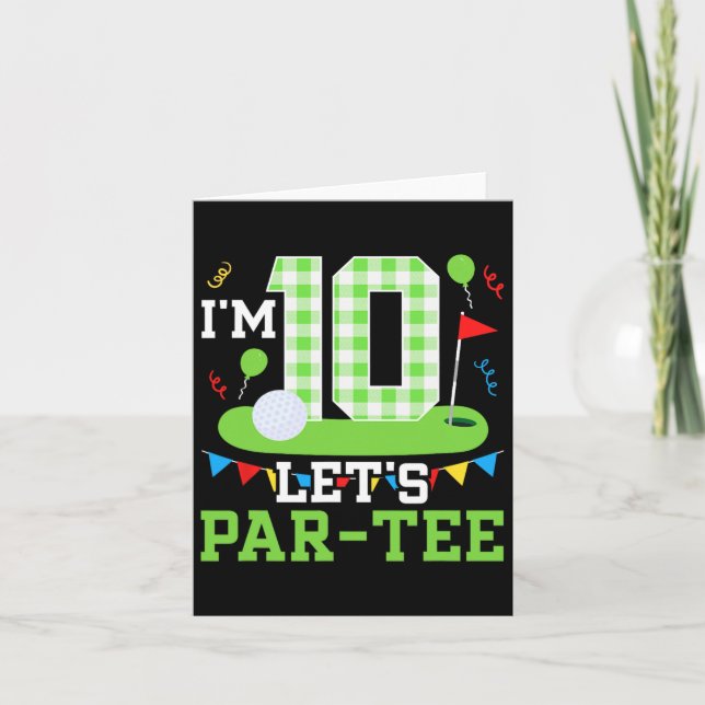 Cartão Golfe Festa de aniversário 10 - Golfe 10 anos (Frente)