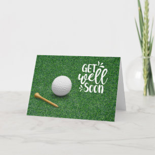 Cartão Golfe, fique bem logo com a bola de golfe na grama