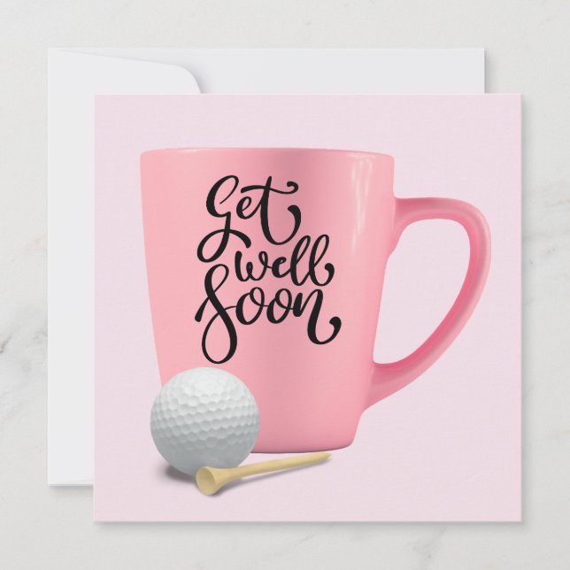 Cartão Golfe, logo Golfer, com caneca rosa para mulher (Frente)