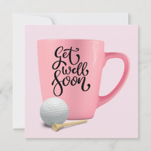 Cartão Golfe, logo Golfer, com caneca rosa para mulher