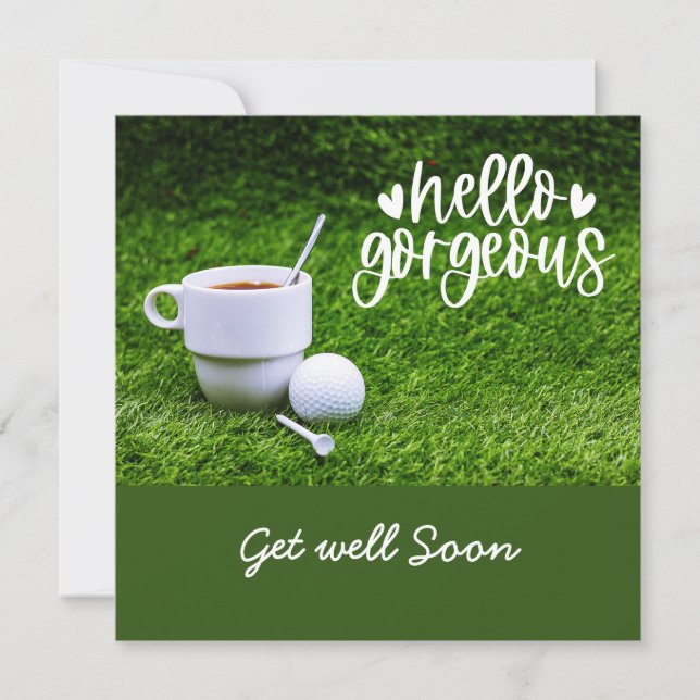 Cartão Golfe se recupera logo com uma xícara de chá e uma (Frente)