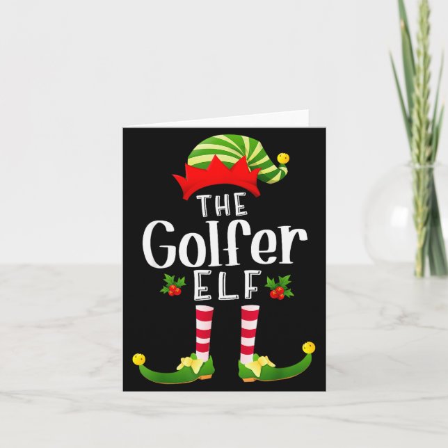 Cartão Golfer Christmas Elf Matching Pajama X-mas Party  (Frente)
