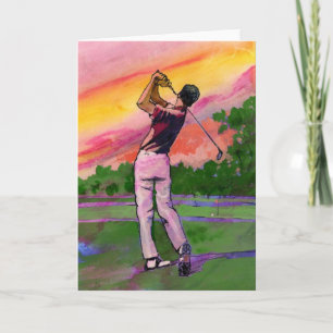 Cartão Golfer no campo