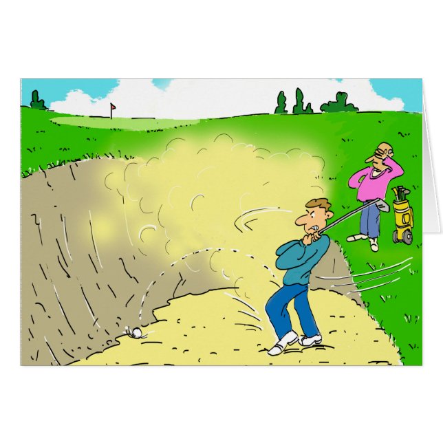 Cartão Golfer preso em um Bunker (Frente Horizontal)