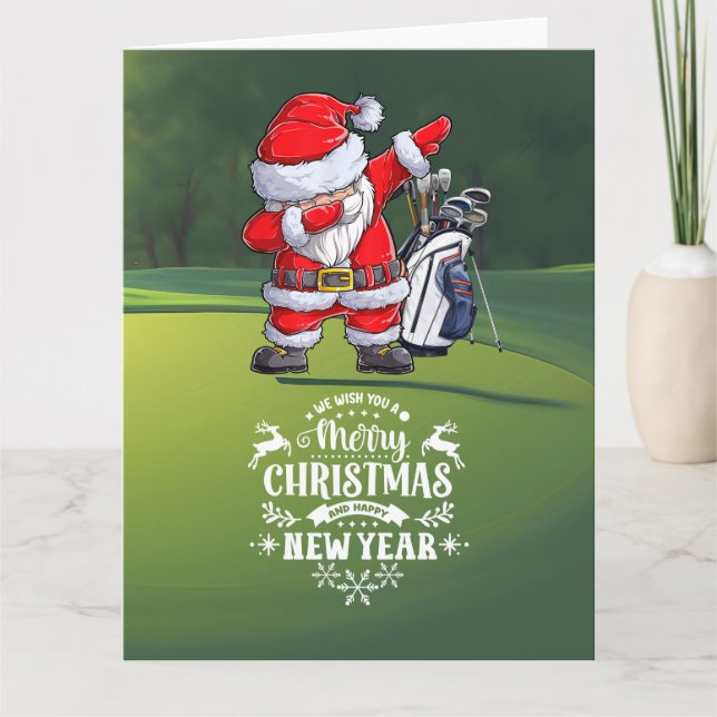 Cartão Golfer Santa Claus Dabbing no Natal (Frente)