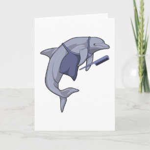 Cartão Golfimho como cabeleireiro com pente