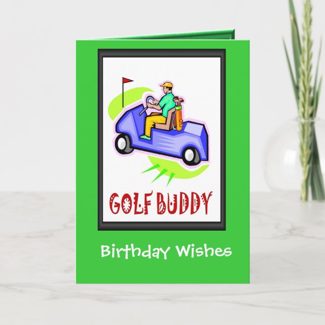 Cartão Golfing Birthday cards, Golf buggy (Frente)