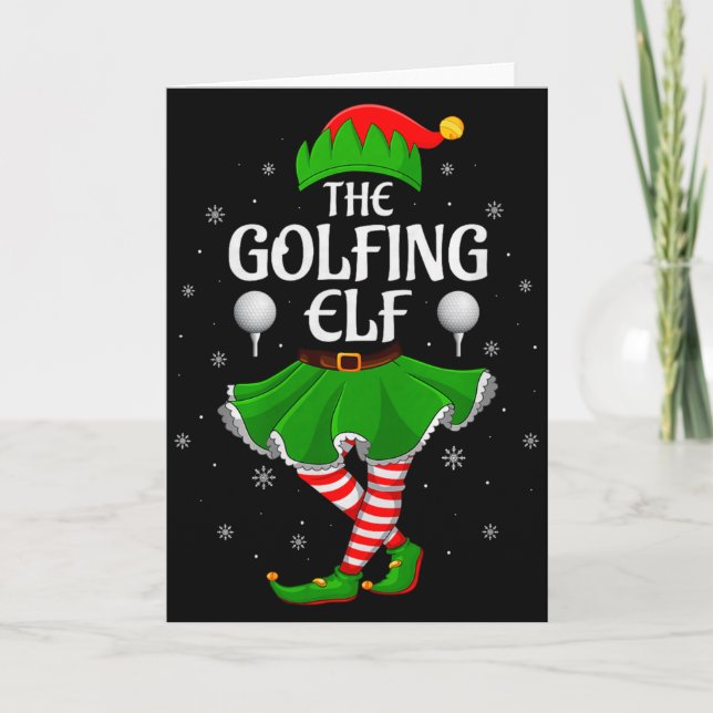 Cartão Golfing Elf Christmas Family Girls Women Elf Squad (Frente)