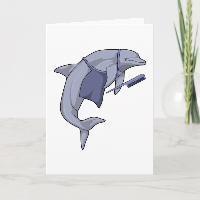 Cartão Golfinho como cabeleireiro com Comb (Frente)