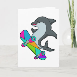 Cartão Golfinho como Patinador com Skate