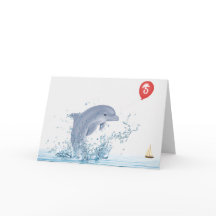 Golfinho De 5 Aniversário Com Balão Vermelho