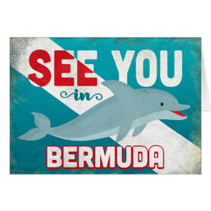 Cartão Golfinho de Bermuda - viagens vintage retros