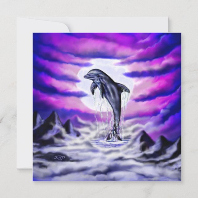 Cartão Golfinho de Lua (Frente)