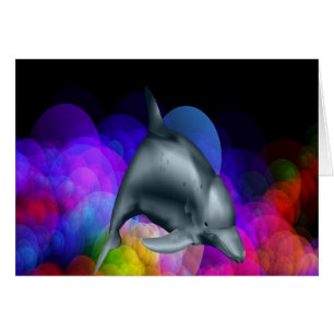 Cartão Golfinho Em Água Colorida