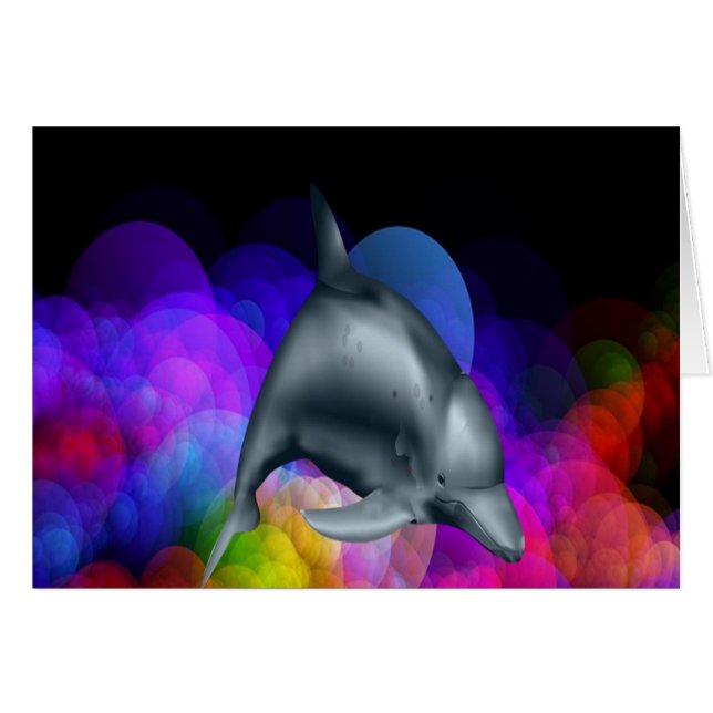 Cartão Golfinho Em Água Colorida (Frente Horizontal)