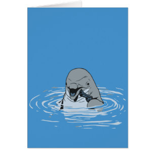 Cartão Golfinho Engraçado com Cartoon de Armas