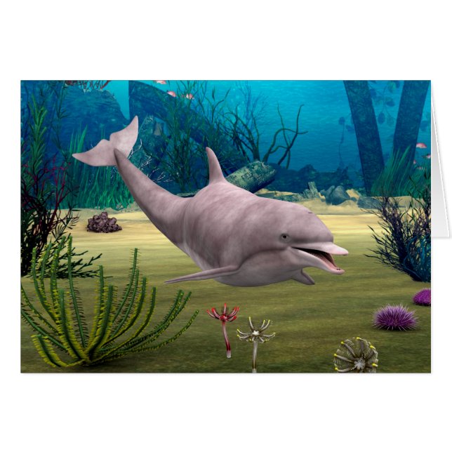 Cartão Golfinho sorridente (Frente Horizontal)