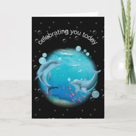 Cartão Golfinhos De Aniversário No Planeta