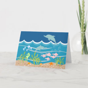 Cartão Golfinhos nadando sob o mar